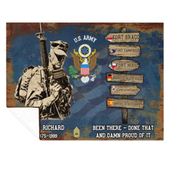 Custom Veteran World Tour Blanket - Personalized Branch, Rank, and Locations