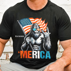 Personalized Bigfoot 'Merica Shirt - Add Your Name to This Iconic Patriotic Look