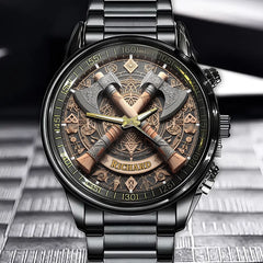 Personalized Nordic Viking Battle Axe Watch - Add Your Name for a Legendary Touch