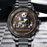 Personalized Halloween Couple Watch - Add Your Name to the Spooky Design