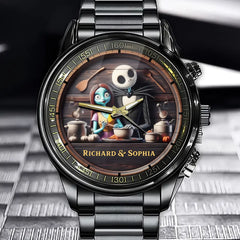 Personalized Halloween Couple Watch - Add Your Name to the Spooky Design