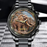 Custom Majestic Elephant Watch - Personalized Name in the Heart of Nature's Masterpiece