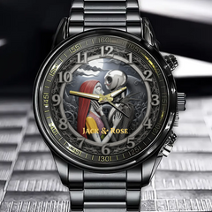 Personalized Nightmare Couple Watch – Custom Name With Gothic Romance Theme