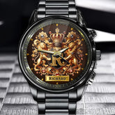 Personalized Luxury Coat of Arms Watch – Golden Crest & Crown Series