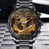 Personalized Skiing Legend Gold Watch – Custom Name Mountain Adventure Edition