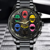 Personalized Superhero Helmet Watch - Custom Name, Retro Hero-Themed Timepiece