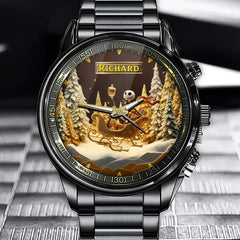 Personalized Jack Skyling Gold Sleigh Christmas Watch - A Unique Christmas Time Accessory