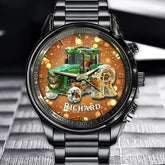 Personalized Christmas Tractor Watch - Custom Festive Green Tractor & Monogram Design for Farm & Holiday Enthusiasts