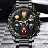 Personalized Superhero Watch - Iconic Hero Masks Dial with Custom Name Option