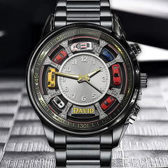 Personalized Car Lover Watch - Parking Garage & Auto Design with Custom Name