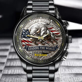 Personalized American Bison Spirit Watch - Featuring The American Flag And Your Custom Name