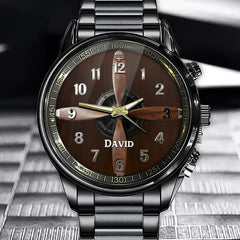 Personalized Airplane Theme Watch - Propeller Design with Custom Name Personalization