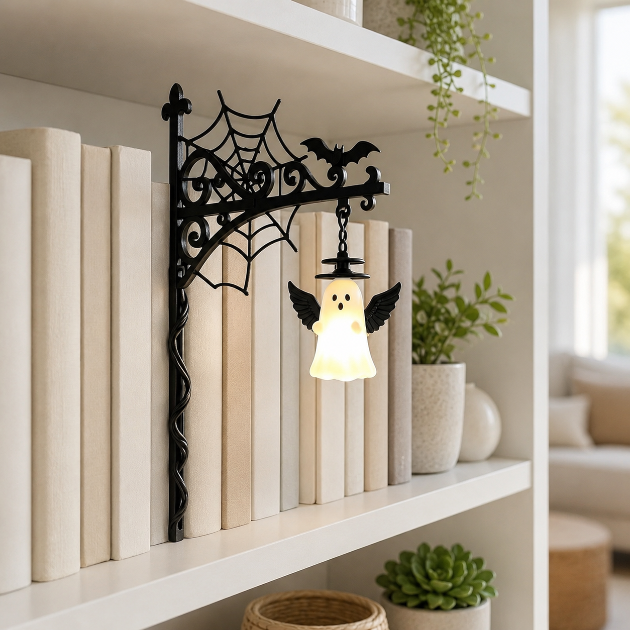 Halloween Bookshelf Hook Light โ Spooky Cute LED Shelf Decor For Book Lovers