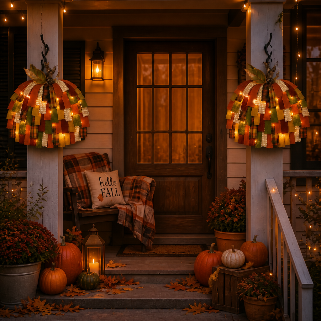 🎃Handmade Patchwork Pumpkin Door Hanger - Rustic Fall & Thanksgiving Home Decor🍂