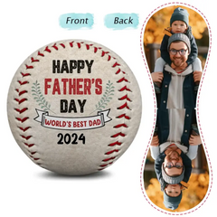 Custom Photo Happy Father's Day - Personalized Baseball