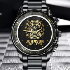 Personalized Retired Firefighter Custom Name & Served Time Watch