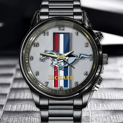 Personalized Timeless Striped Horse-Inspired Watch – Add Your Name for a Unique Ride