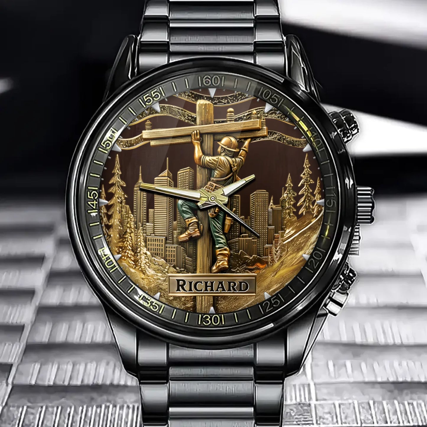 Custom Power Line Worker Watch – Personalized Lineman Name Design