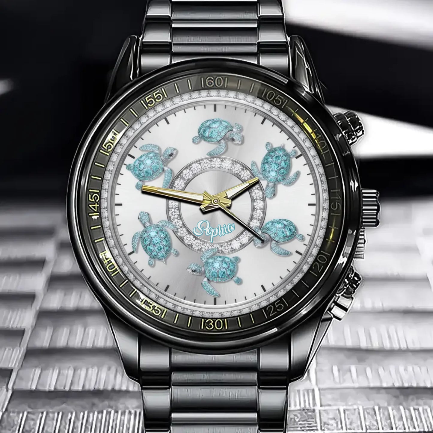 Personalized Luxury Diamond Women’s Watch – Choose Your Colors & Add Your Name