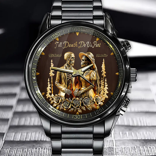 Till Death Do Us Part - Personalized Skeleton Bride Watch, Wedding Gift, Couple Gift, Anniversary Gift