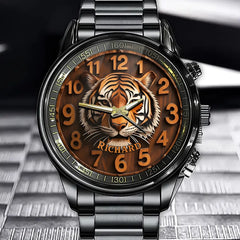 Personalized Tiger Watch - Custom Dial, Unique Wildlife-Themed Timepiece