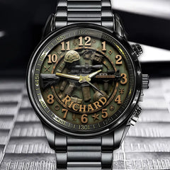 Personalized Military Watch - Custom Face with Guns & Gear, Standout Tactical Design