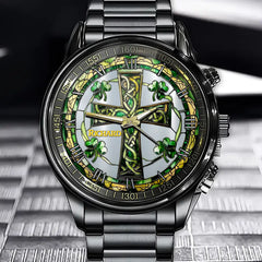 Personalized Irish Hand Watch-Celtic Cross Shamrock