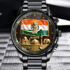 Personalized India Heritage Watch – Add Your Name, Iconic Flag and Landmarks