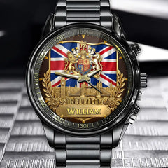 Personalized British Heritage Watch – Custom Name & Choose Your Favorite UK Flag