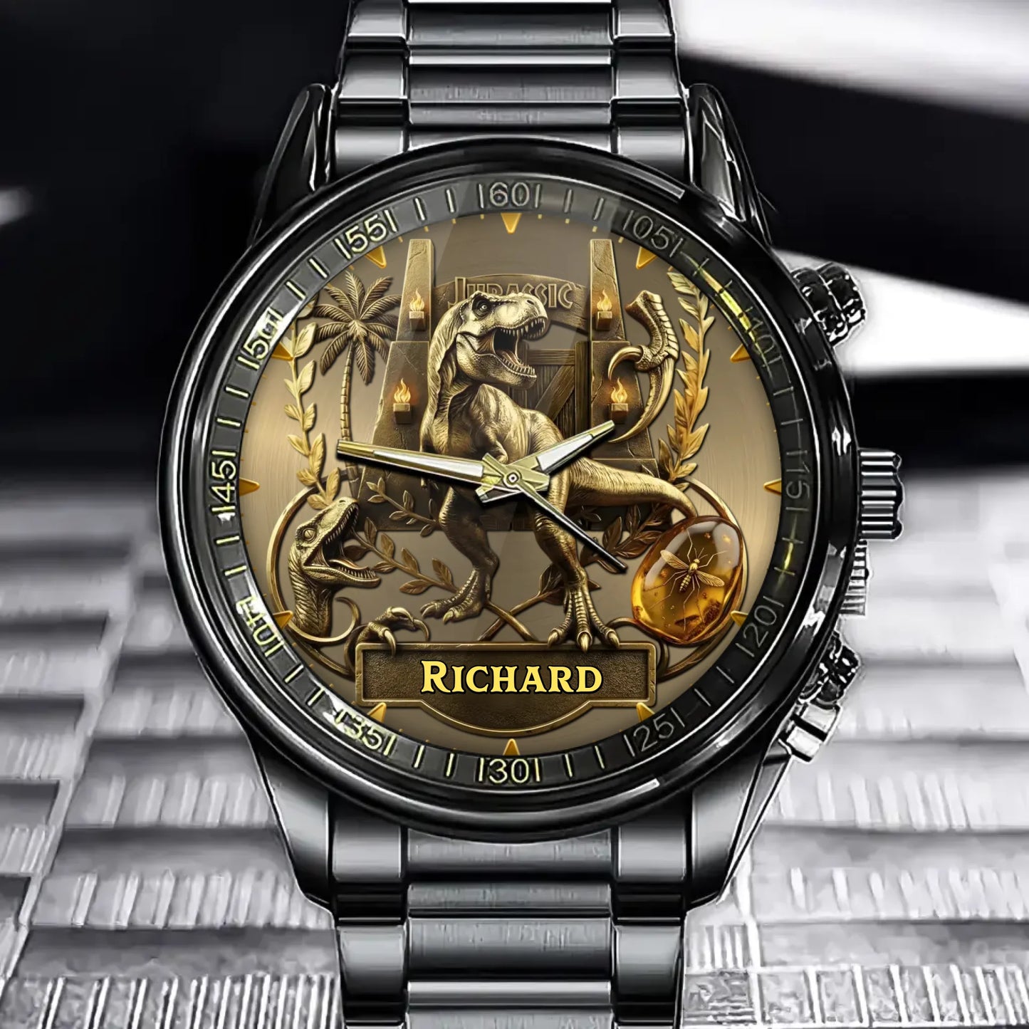 Personalized Dino Explorer T-Rex Watch – Add Your Name, Ancient World Theme