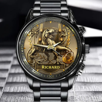 Personalized Dino Explorer T-Rex Watch – Add Your Name, Ancient World Theme