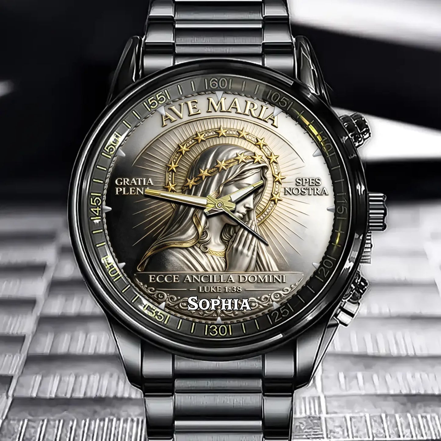 Personalized Ave Maria Our Lady Religious Watch - Catholic Devotional