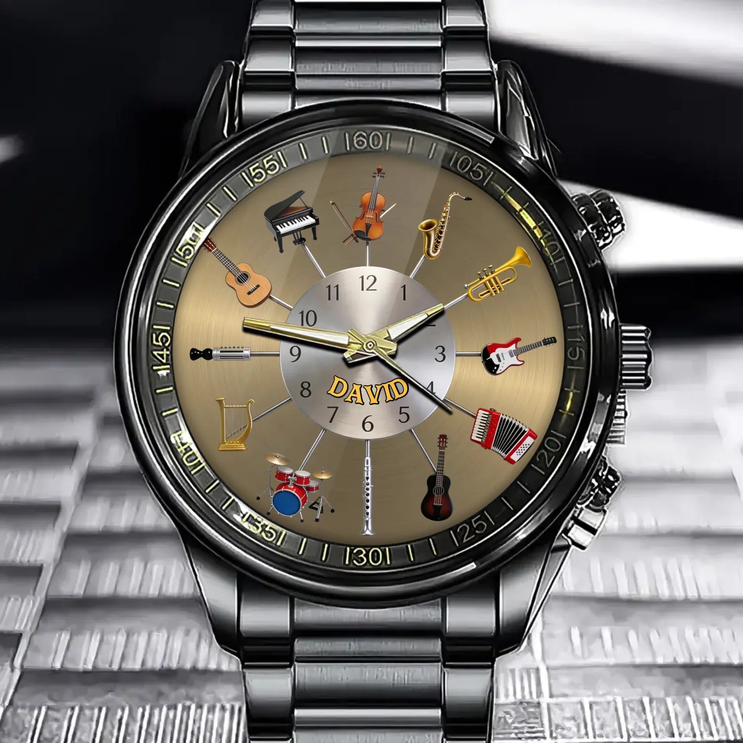 Personalized Music Lover Gift Watch - Custom Name Multi‑Instrument Collage watch