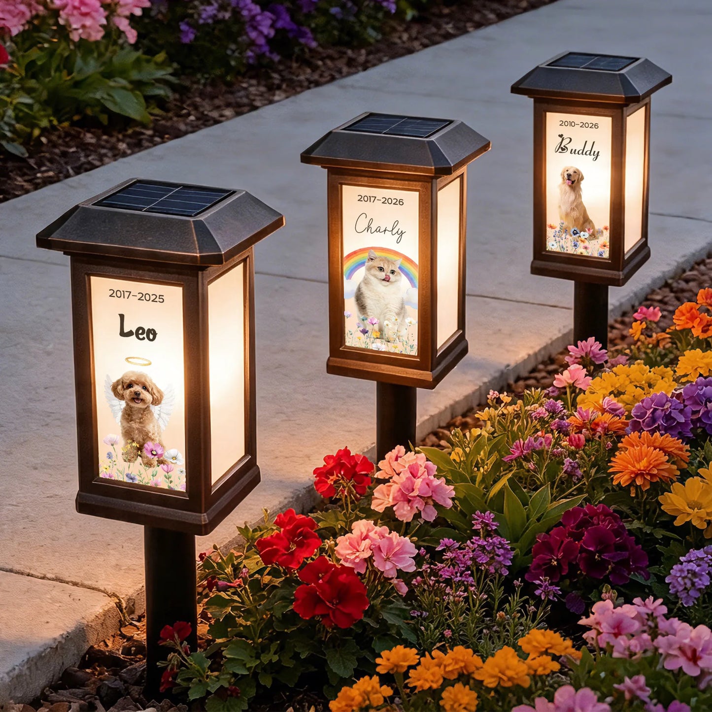 Custom Pet Memorial Solar Light - Personalized Photo Garden Gift - Forever Shining In Our Hearts