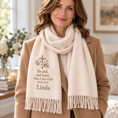 Custom Bible Verse Scarf - Personalized Name Christian Gift - Wrapped In Faith