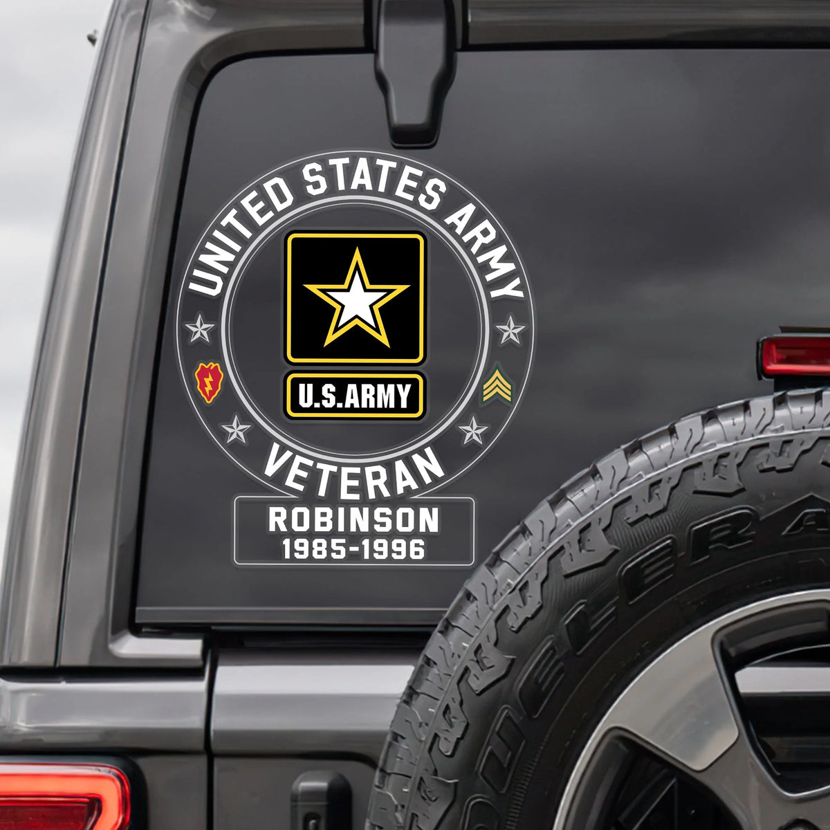 Custom Military Car Decal - Personalized Veteran Name & Service Years Gift - Honor Never Retires